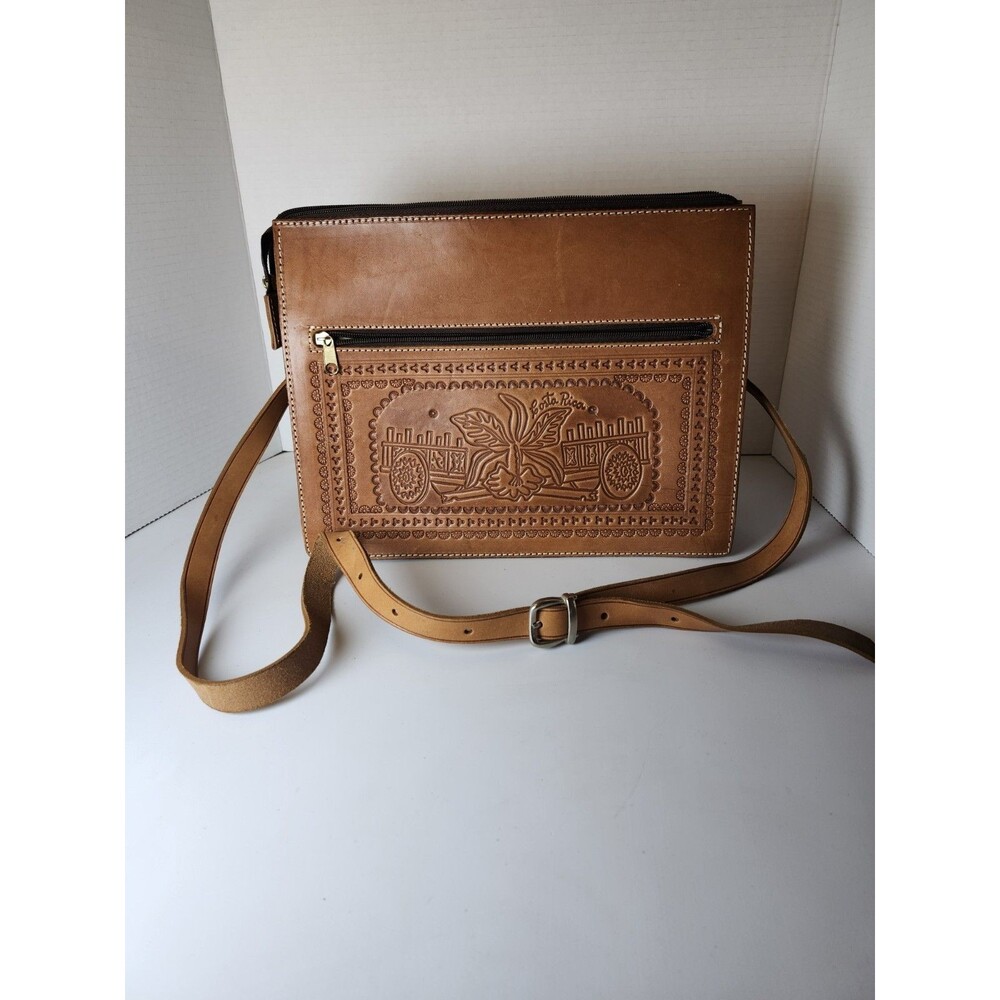 Vintage Hand Tooled Leather Costa Rica Shoulder Strap Purse Bag Embossed